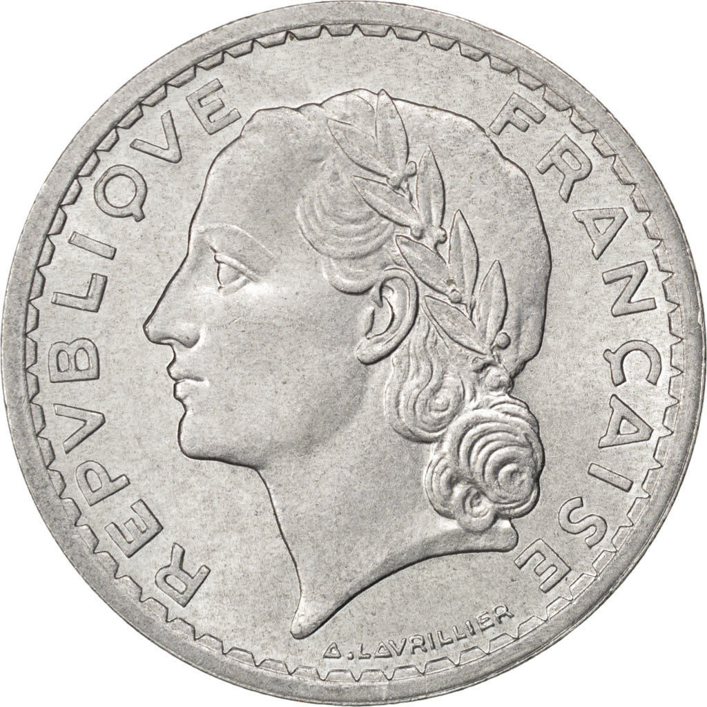 FRANCE, Lavrillier, 5 Francs, 1945, Paris, KM #888b.1, MS(60-62), Aluminum, 31,.