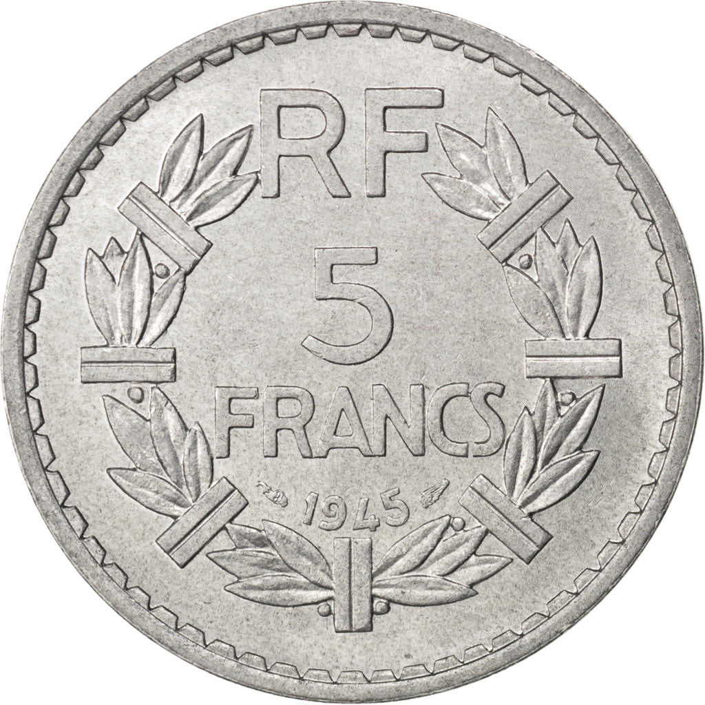 FRANCE, Lavrillier, 5 Francs, 1945, Paris, KM #888b.1, MS(60-62), Aluminum, 31,.