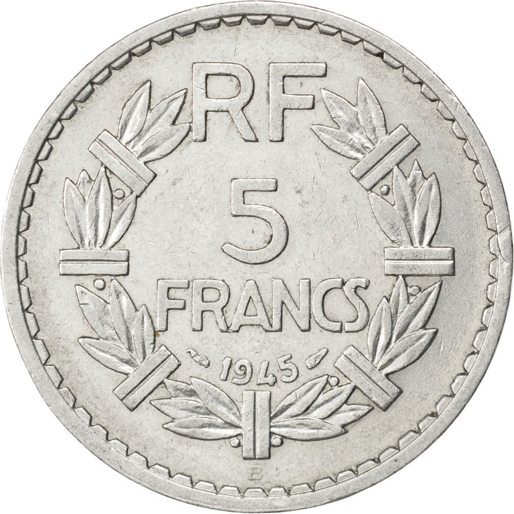 Coin, France, Lavrillier, 5 Francs, 1945, Beaumont le Roger, EF(40-45)