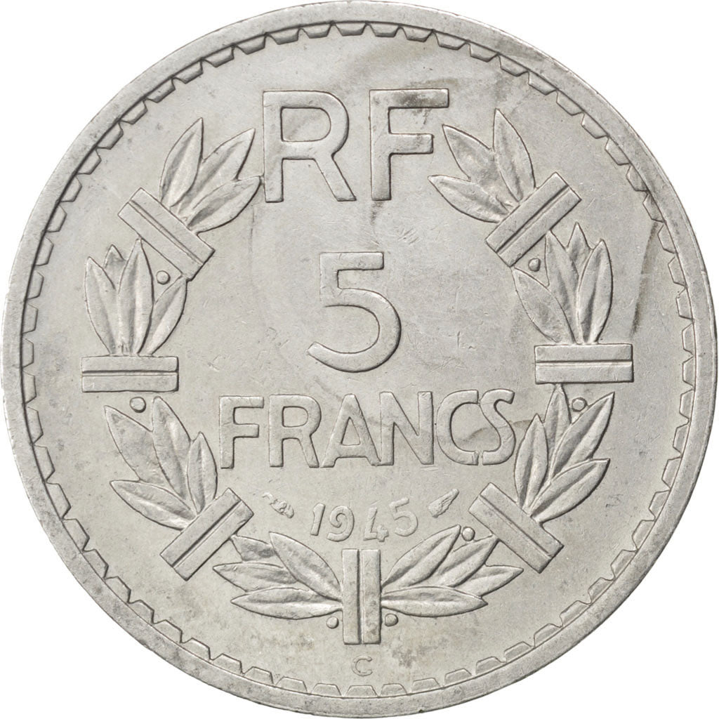 FRANCE, Lavrillier, 5 Francs, 1945, Castelsarrasin, KM #888b.3, AU(50-53),...