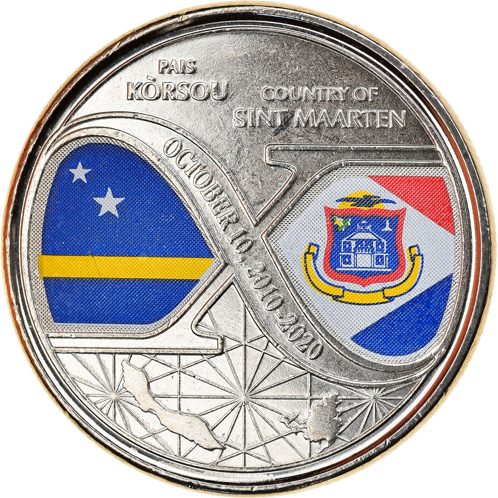 Moneta, Antille olandesi, Curaçao, St Martin, 5 Gulden, 2020, SPL, Acciaio