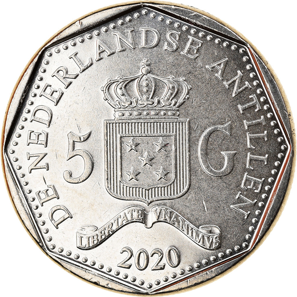 Moneta, Antille olandesi, Curaçao, St Martin, 5 Gulden, 2020, SPL, Acciaio