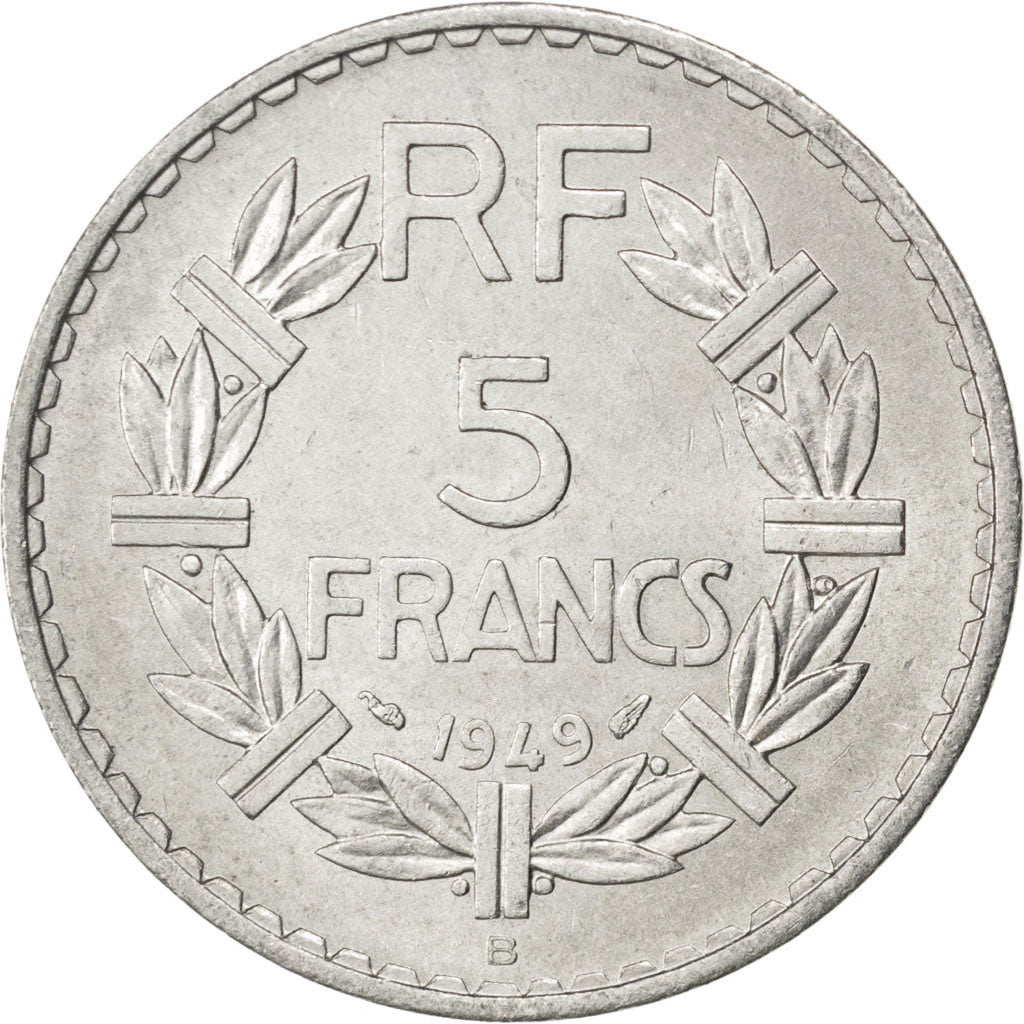 Coin, France, Lavrillier, 5 Francs, 1949, Beaumont le Roger, AU(55-58)