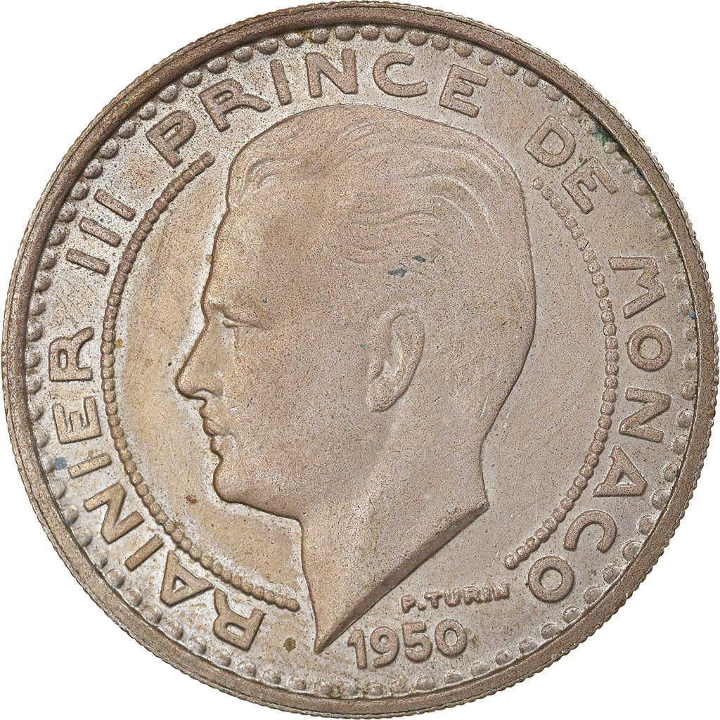 Coin, Monaco, Rainier III, 100 Francs, Cent, 1950, EF(40-45), Copper-nickel