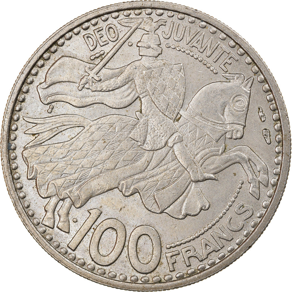 Coin, Monaco, Rainier III, 100 Francs, Cent, 1950, EF(40-45), Copper-nickel