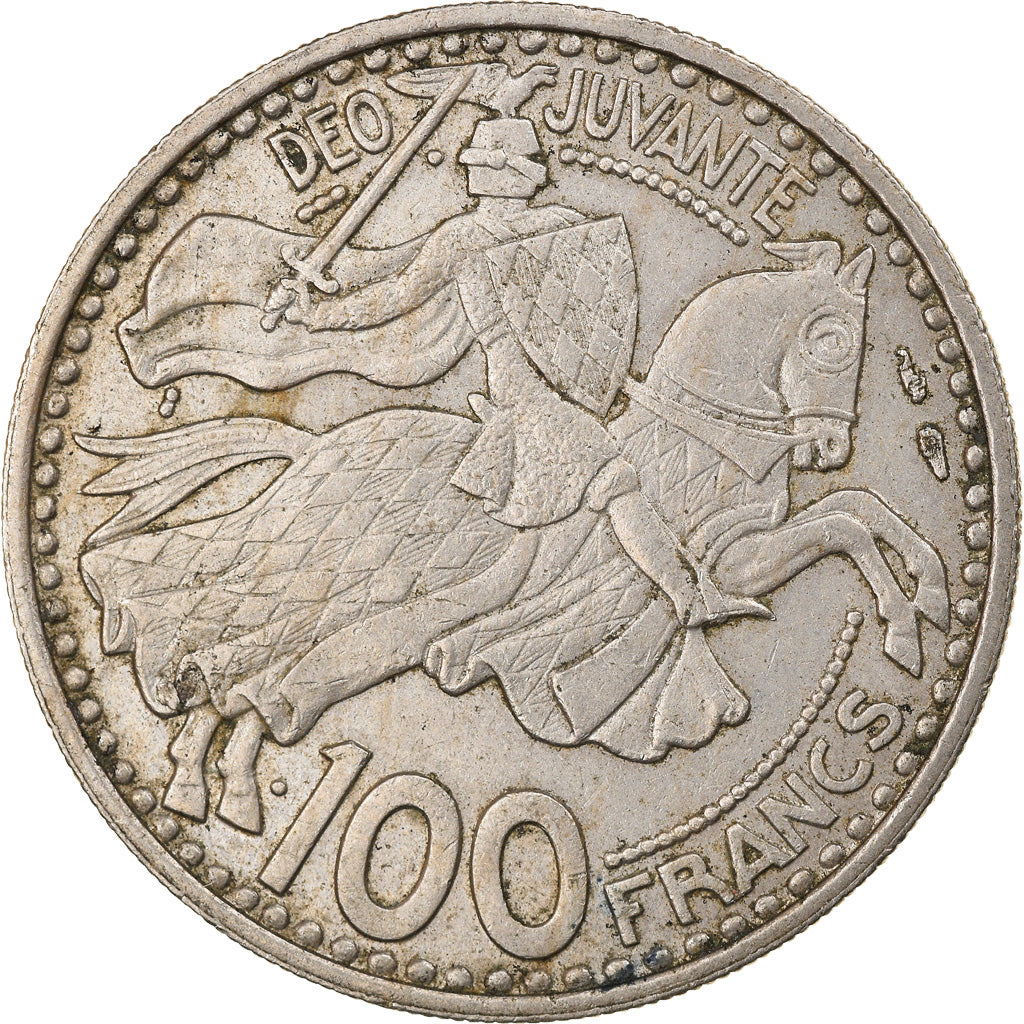 Coin, Monaco, Rainier III, 100 Francs, Cent, 1950, EF(40-45), Copper-nickel