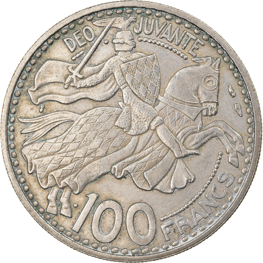 Coin, Monaco, Rainier III, 100 Francs, Cent, 1950, EF(40-45), Copper-nickel