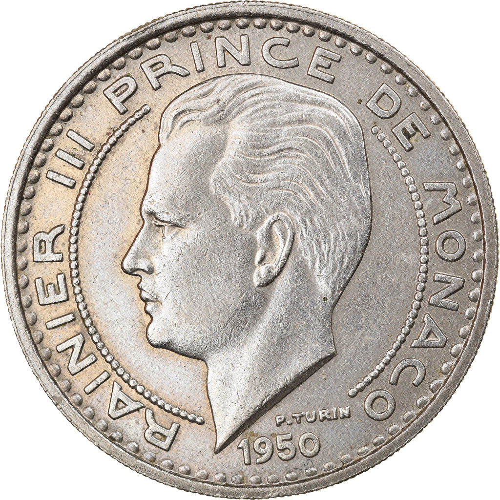 Coin, Monaco, Rainier III, 100 Francs, Cent, 1950, EF(40-45), Copper-nickel