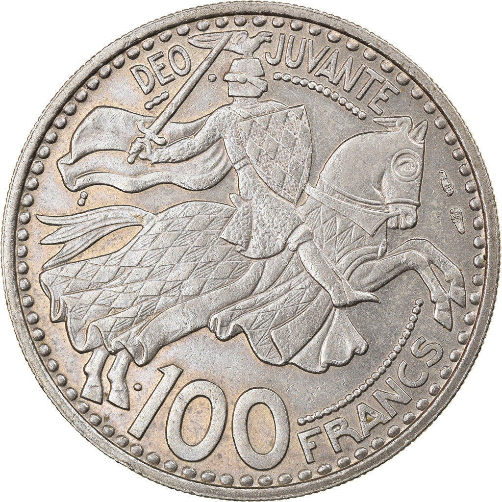 Coin, Monaco, Rainier III, 100 Francs, Cent, 1950, EF(40-45), Copper-nickel