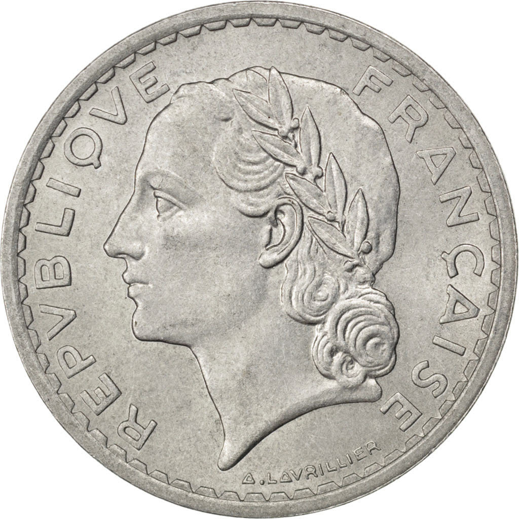 FRANCE, Lavrillier, 5 Francs, 1950, Paris, KM #888b.1, AU(55-58), Aluminum, 31,.