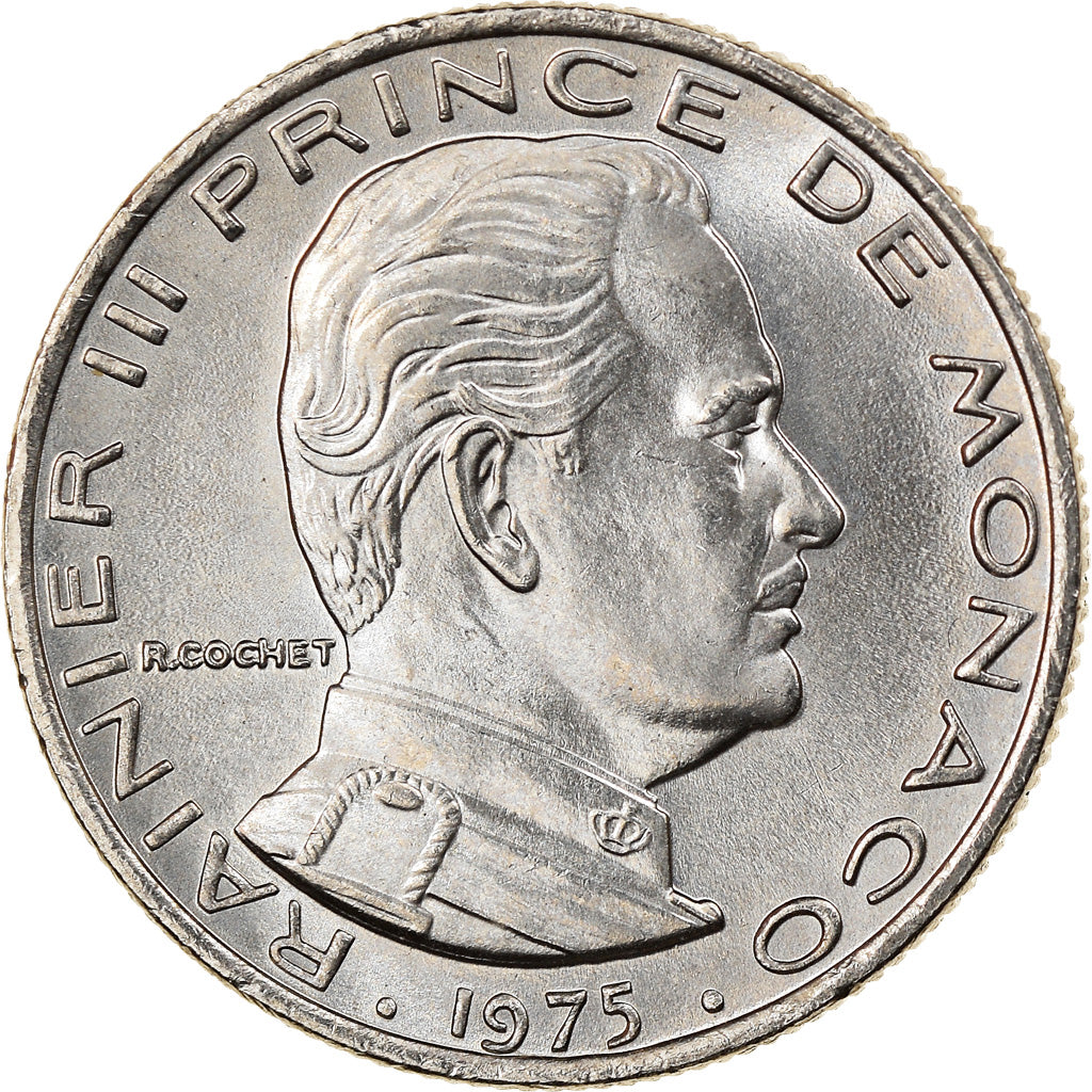 Münze, Monaco, Rainier III, 1/2 Franc, 1975, SS, Nickel, KM:145, Gadoury:MC 149