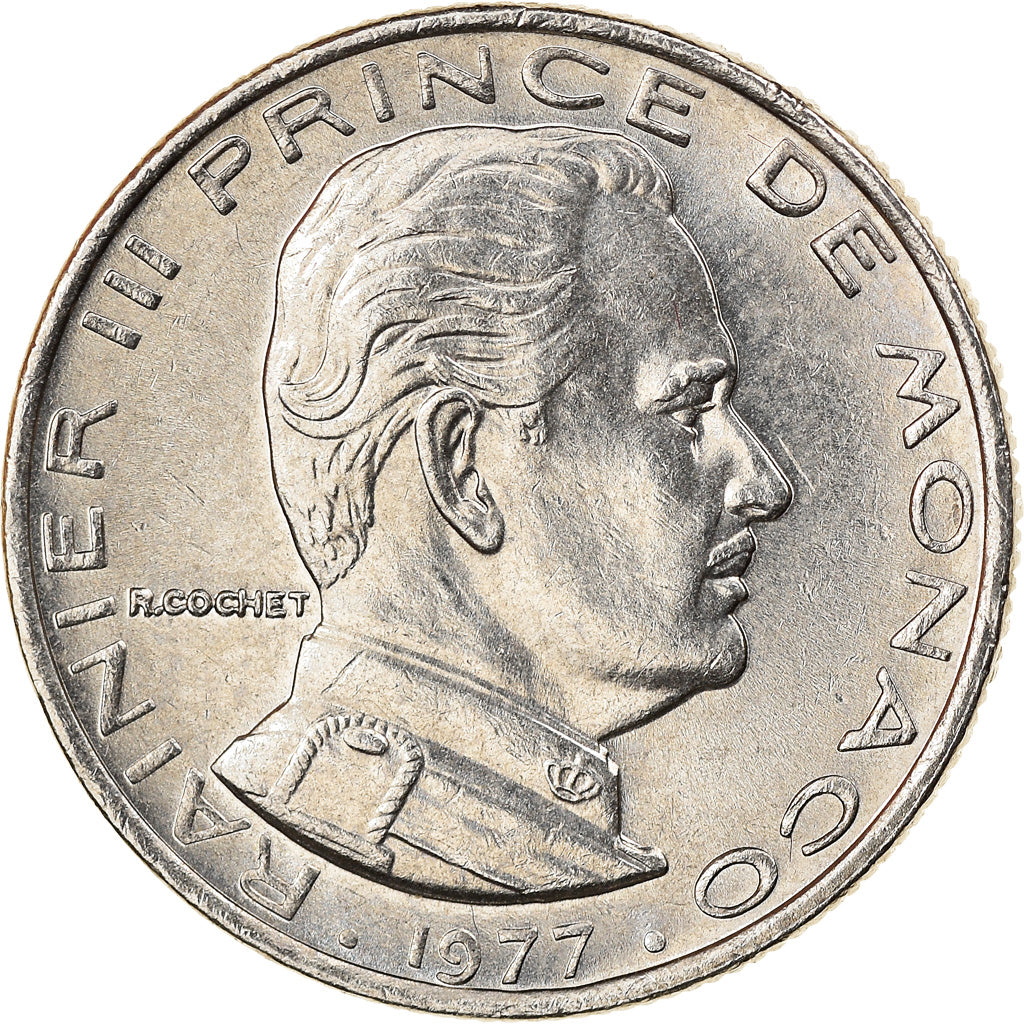 Moneta, Monaco, Rainier III, 1/2 Franc, 1977, SPL-, Nichel, KM:145, Gadoury:MC