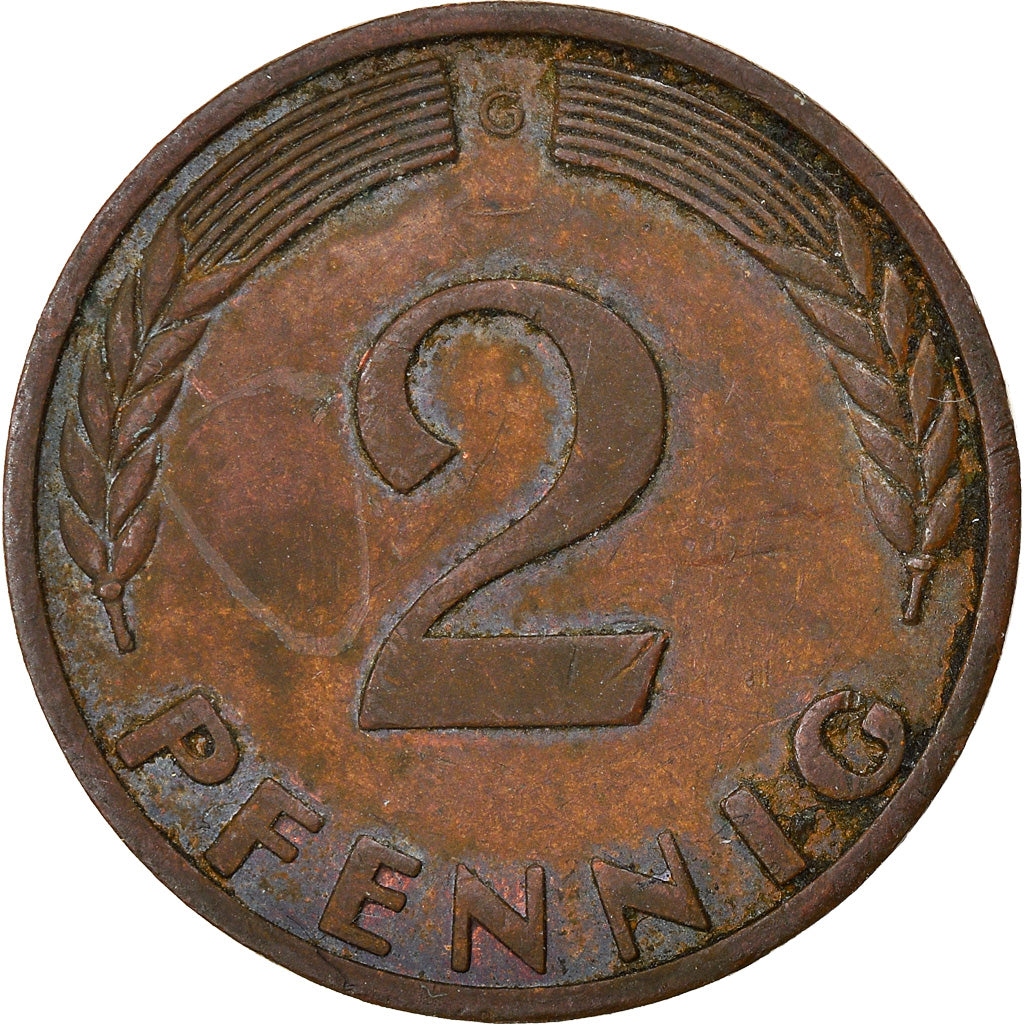 Moneta, GERMANIA - REPUBBLICA FEDERALE, 2 Pfennig, 1968, Karlsruhe, BB, Bronzo
