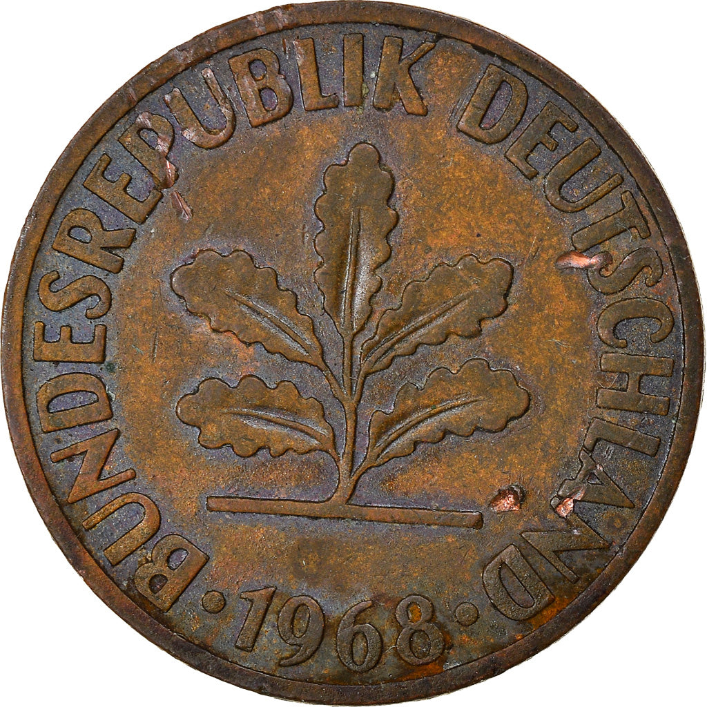 Moeda, ALEMANHA - REPÚBLICA FEDERAL, 2 Pfennig, 1968, Hambourg, EF(40-45), Aço