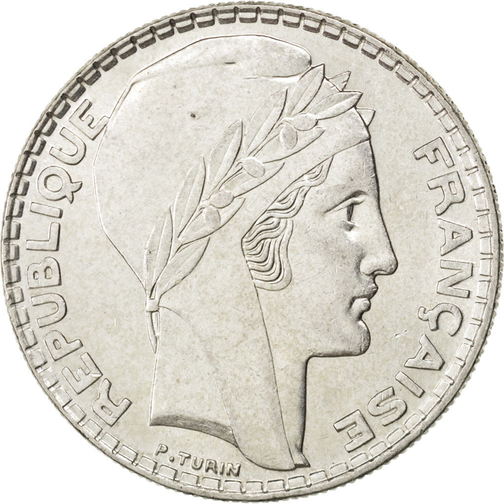 FRANCE, Turin, 20 Francs, 1938, Paris, KM #879, AU(55-58), Silver, 35, Gadoury..