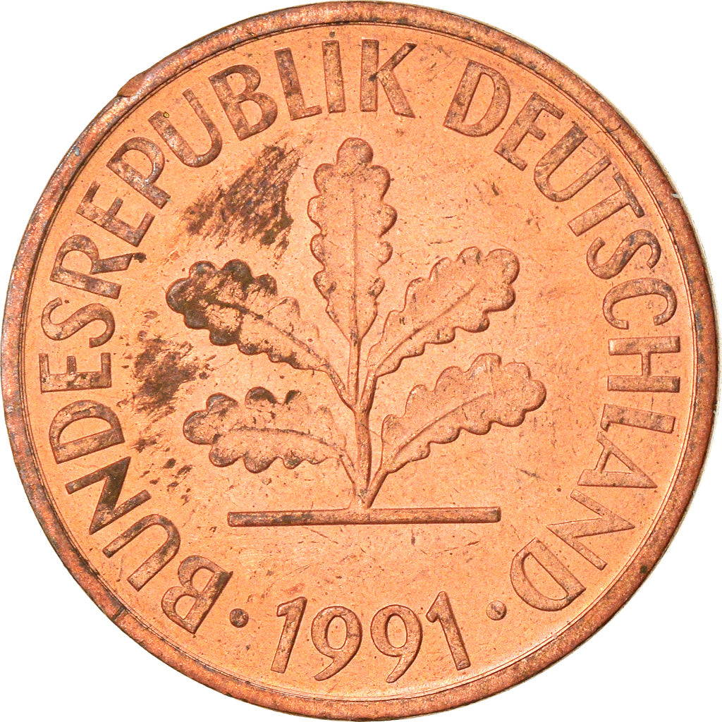 Moneta, GERMANIA - REPUBBLICA FEDERALE, 2 Pfennig, 1991, Stuttgart, BB, Acciaio