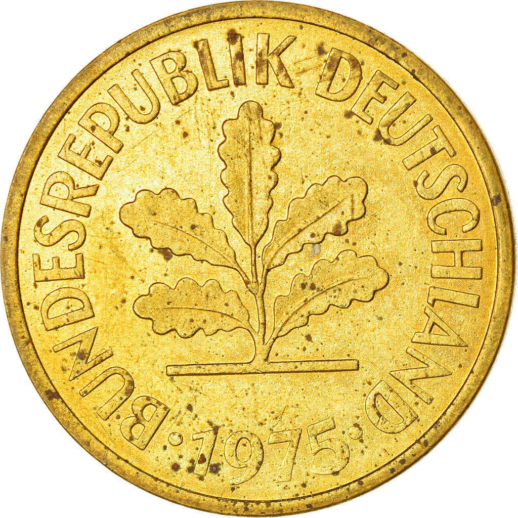Monnaie, République fédérale allemande, 5 Pfennig, 1975, Hambourg, TTB, Brass