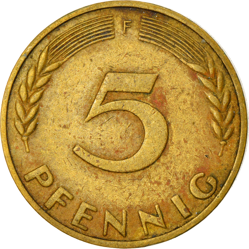 Münze, Bundesrepublik Deutschland, 5 Pfennig, 1967, Stuttgart, SS, Brass Clad