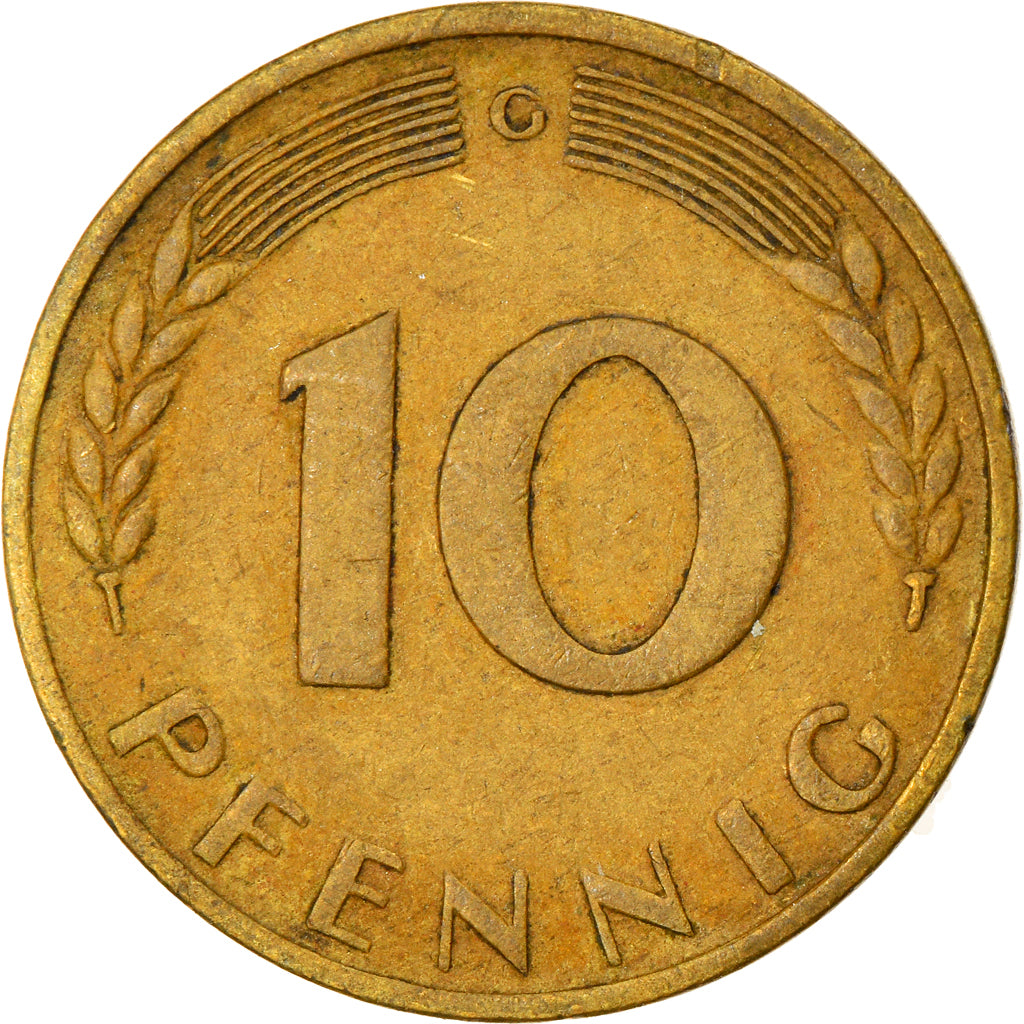 Monnaie, République fédérale allemande, 10 Pfennig, 1950, Karlsruhe, TTB