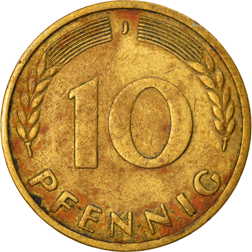 Munten, Federale Duitse Republiek, 10 Pfennig, 1950, Hambourg, ZF, Brass Clad