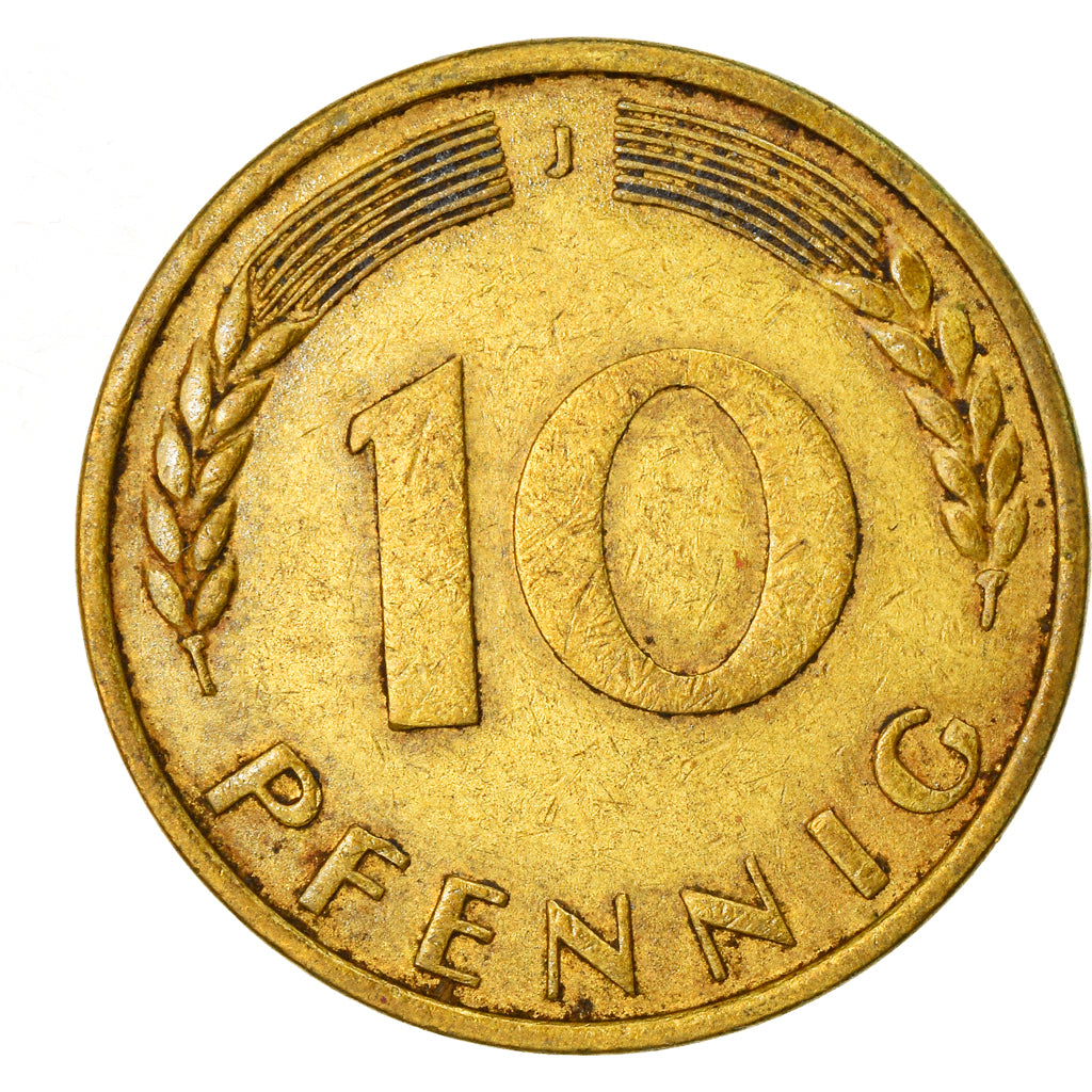 Coin, GERMANY - FEDERAL REPUBLIC, 10 Pfennig, 1966, Hambourg, EF(40-45), Brass