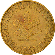 Coin, GERMANY - FEDERAL REPUBLIC, 10 Pfennig, 1967, Karlsruhe, EF(40-45), Brass