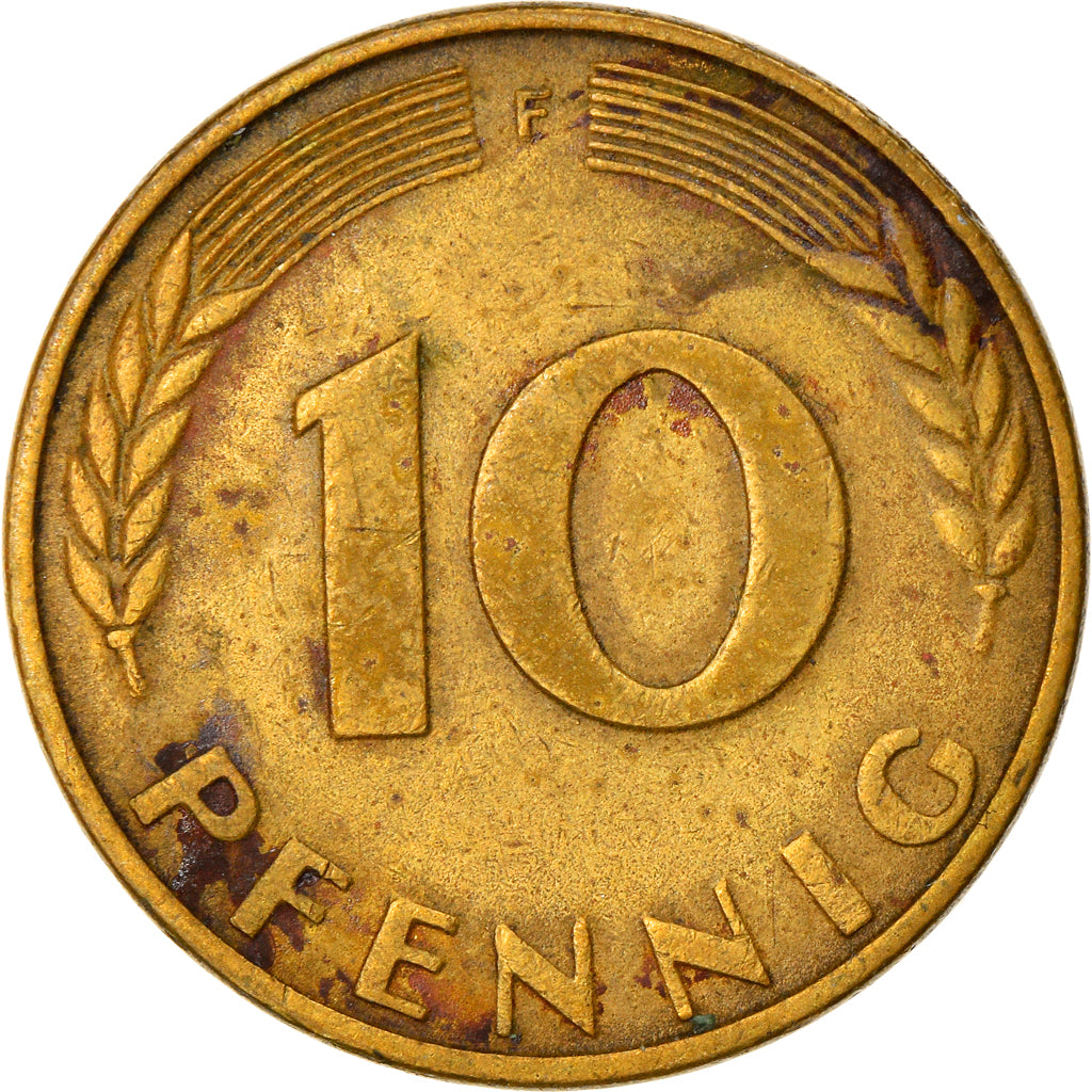 Münze, Bundesrepublik Deutschland, 10 Pfennig, 1967, Stuttgart, SS, Brass Clad