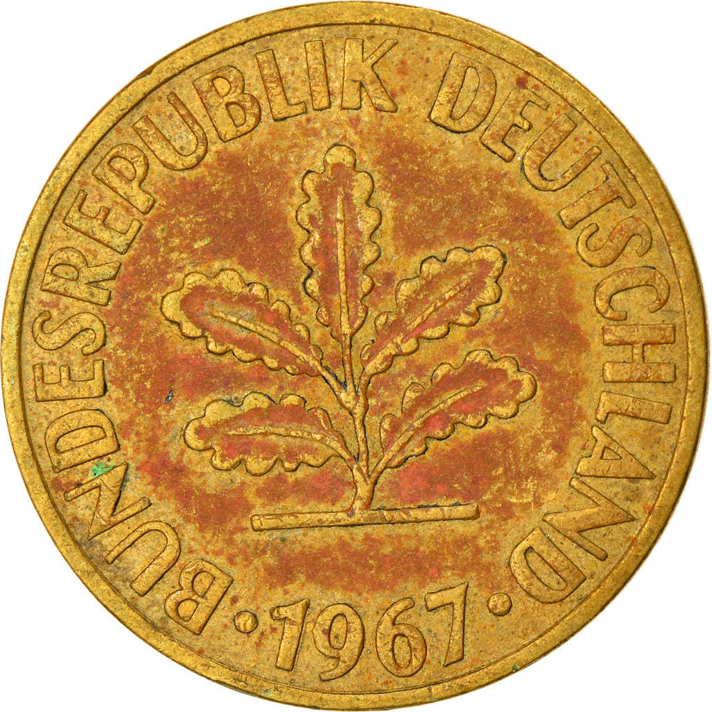 Munten, Federale Duitse Republiek, 10 Pfennig, 1967, Hambourg, ZF, Brass Clad