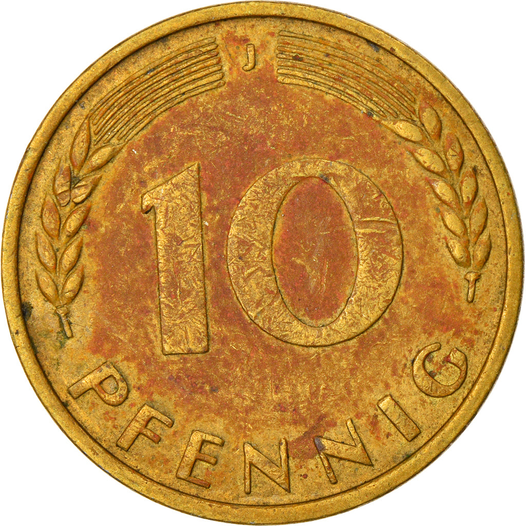 Munten, Federale Duitse Republiek, 10 Pfennig, 1967, Hambourg, ZF, Brass Clad