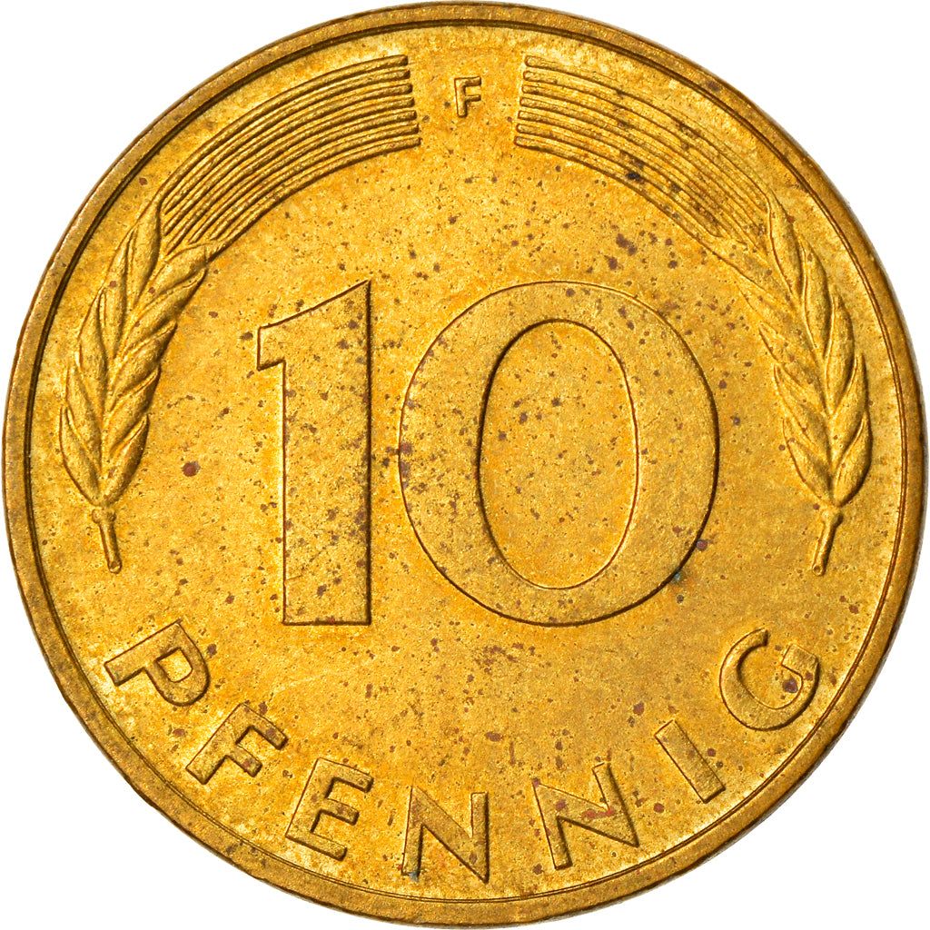 Munten, Federale Duitse Republiek, 10 Pfennig, 1977, Stuttgart, PR, Brass Clad