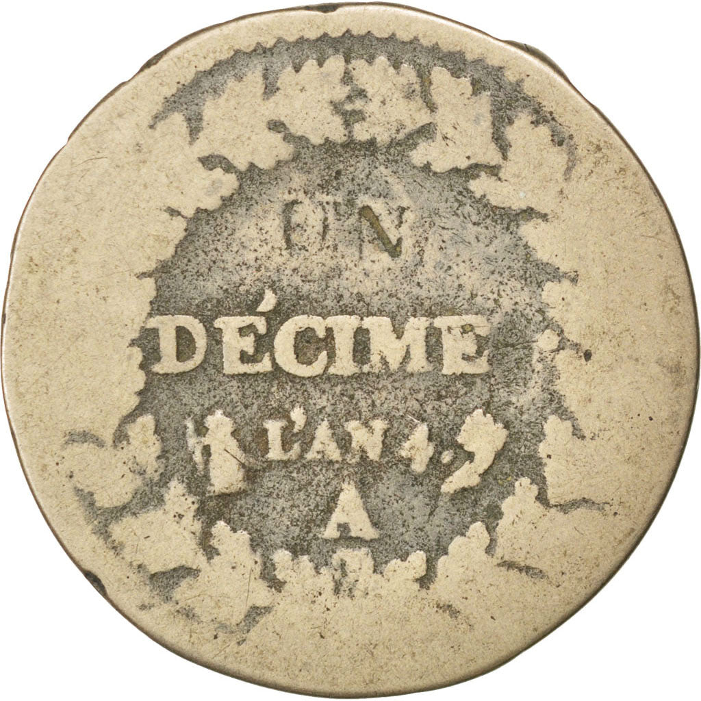 Directoire, Un Décime modification du 2 Décimes An 4 A, KM 637.1