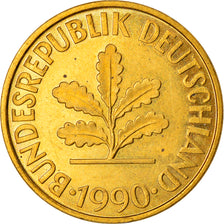 Munten, Federale Duitse Republiek, 10 Pfennig, 1990, Stuttgart, PR, Brass Clad