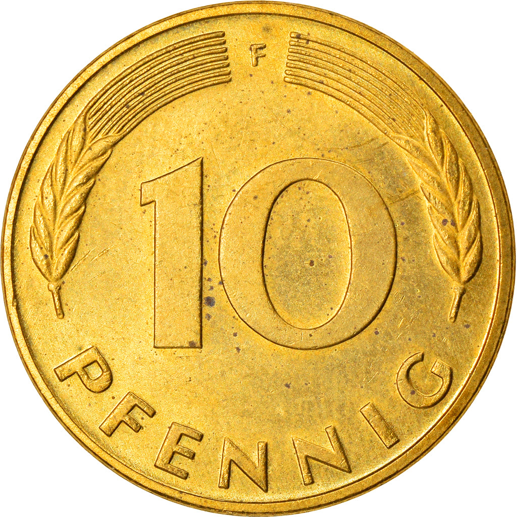 Munten, Federale Duitse Republiek, 10 Pfennig, 1990, Stuttgart, PR, Brass Clad