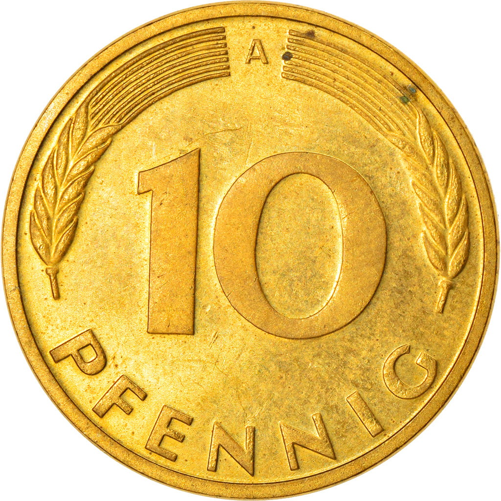 Moneta, Niemcy - RFN, 10 Pfennig, 1991, Berlin, AU(55-58), Mosiądz powlekany