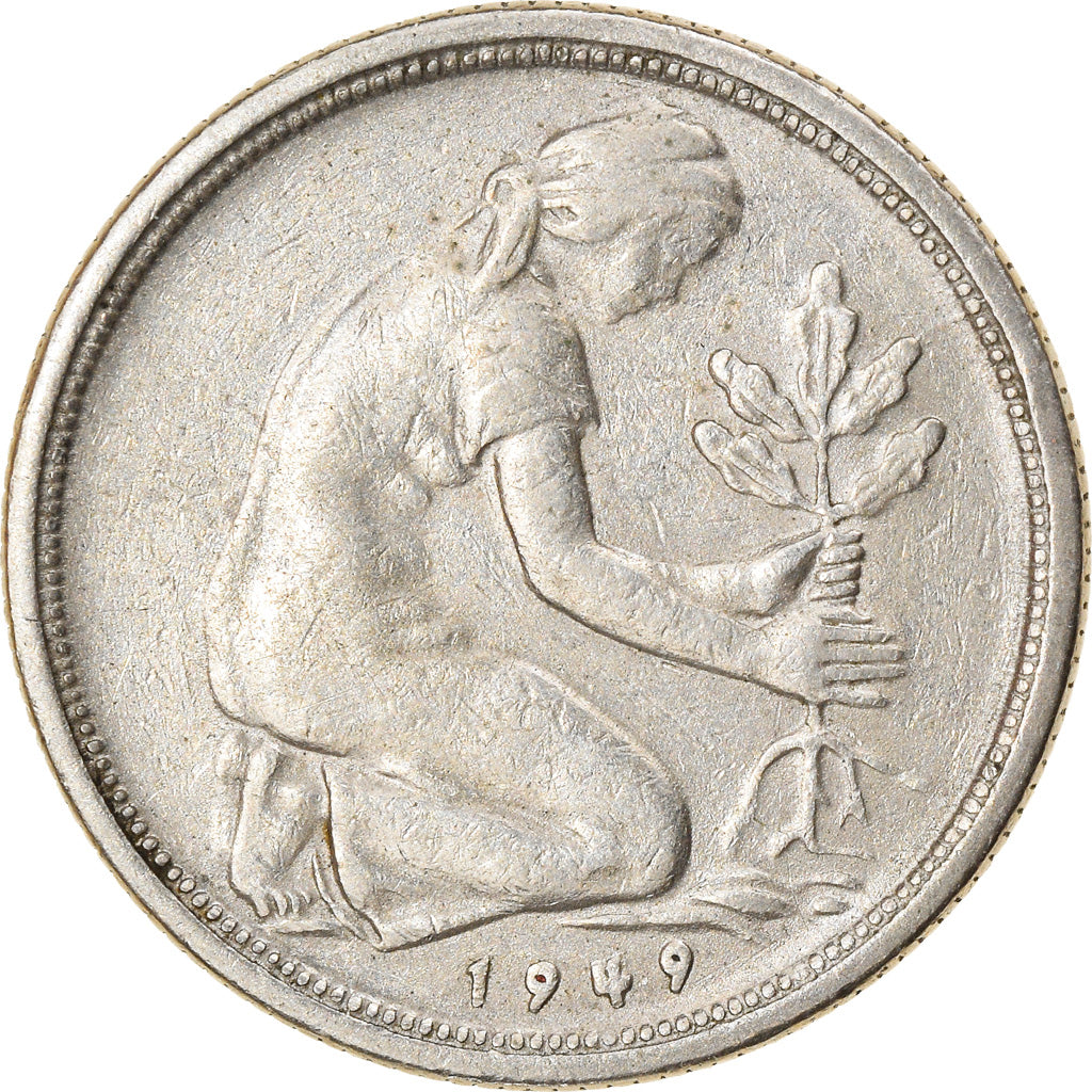 Moneta, GERMANIA - REPUBBLICA FEDERALE, 50 Pfennig, 1949, Stuttgart, BB