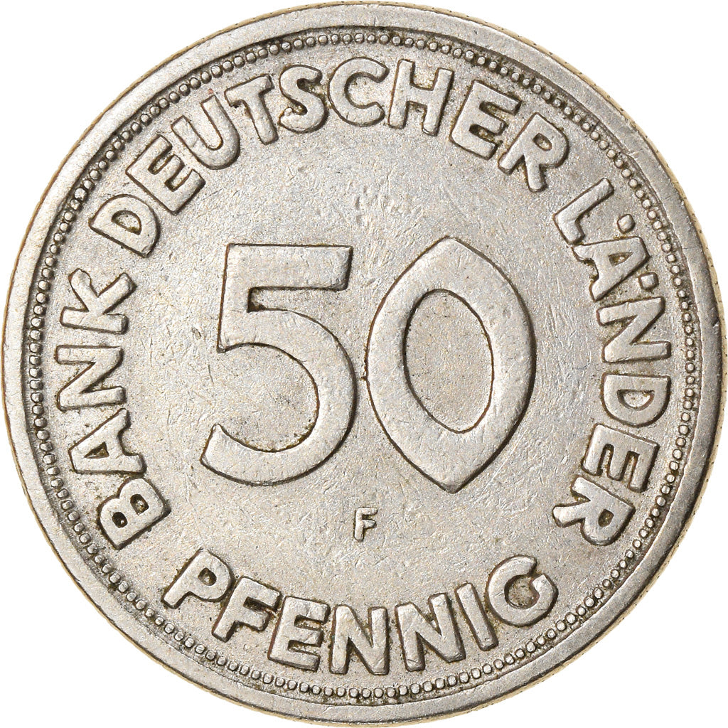 Moneta, GERMANIA - REPUBBLICA FEDERALE, 50 Pfennig, 1949, Stuttgart, BB