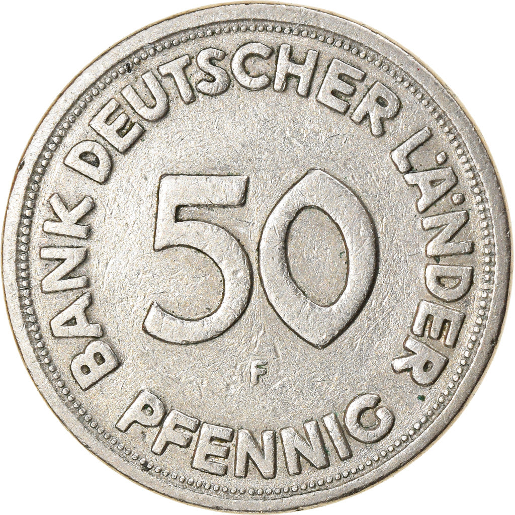 Moneta, GERMANIA - REPUBBLICA FEDERALE, 50 Pfennig, 1949, Stuttgart, BB