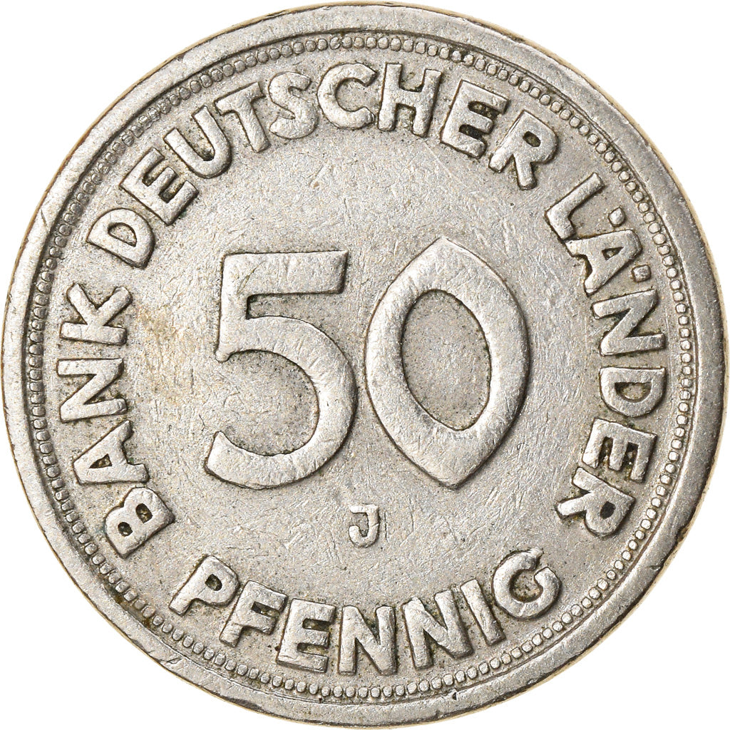 Moeda, ALEMANHA - REPÚBLICA FEDERAL, 50 Pfennig, 1949, Hambourg, EF(40-45)