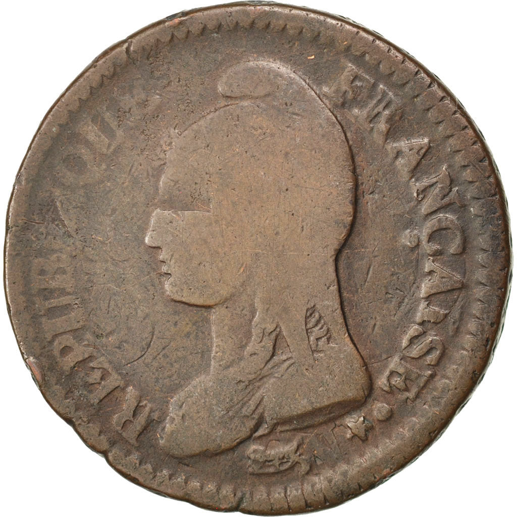 Francia, Dupré, Decime, 1797, Paris, B+, Bronzo, KM:645.1, Gadoury:185