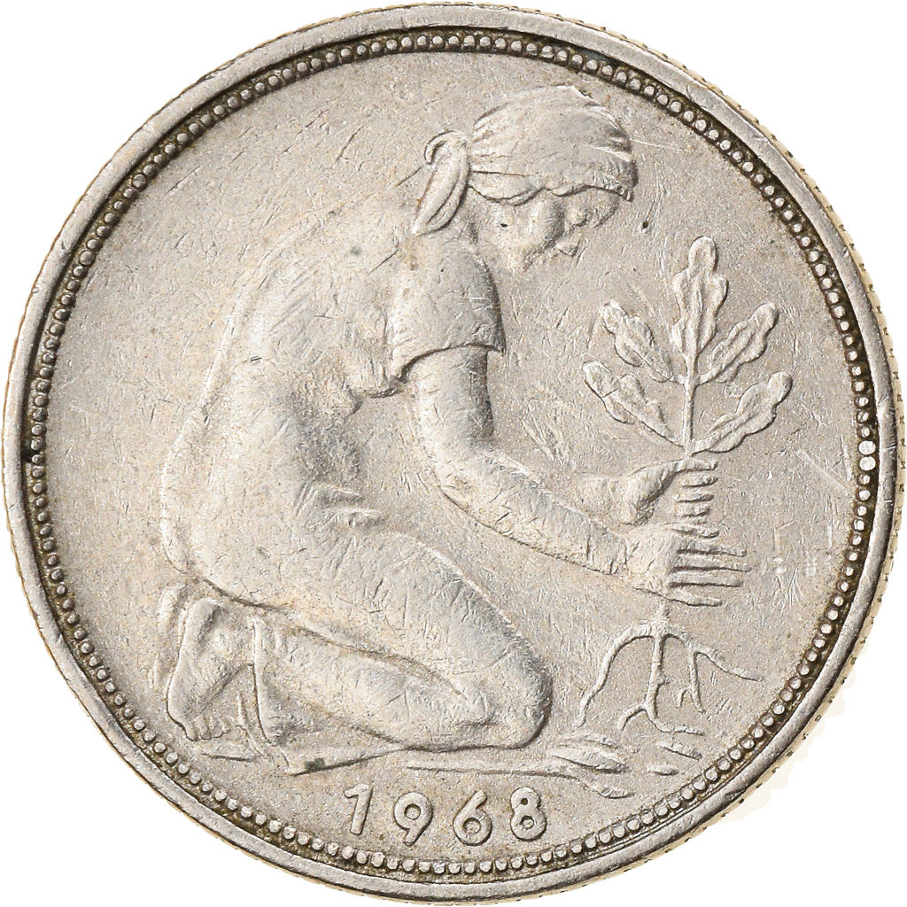 Münze, Bundesrepublik Deutschland, 50 Pfennig, 1968, Stuttgart, SS