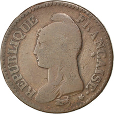 Münze, Frankreich, Dupré, Decime, 1797, Strasbourg, SGE+, Bronze, KM:644.4