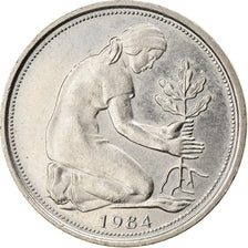 Moneta, Niemcy - RFN, 50 Pfennig, 1984, Stuttgart, AU(55-58), Miedź-Nikiel