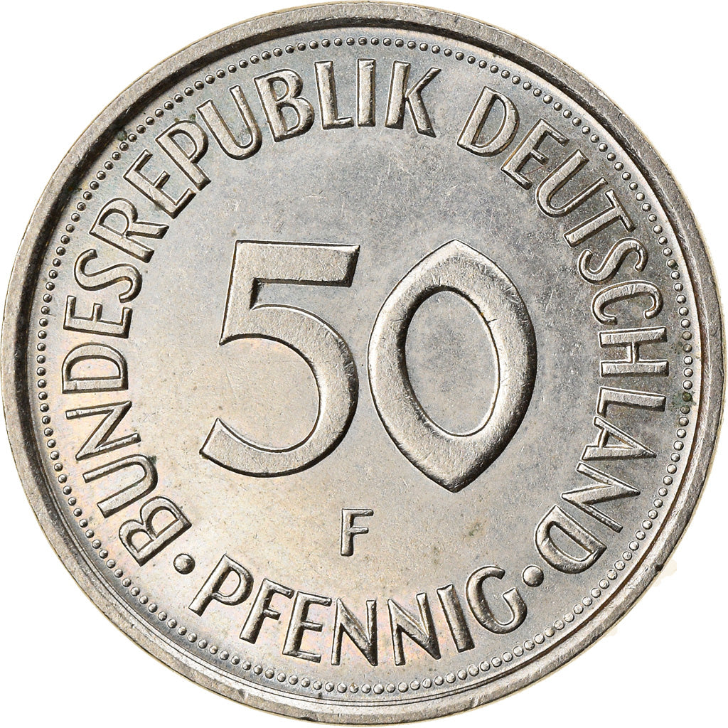 Moneta, Niemcy - RFN, 50 Pfennig, 1984, Stuttgart, AU(55-58), Miedź-Nikiel