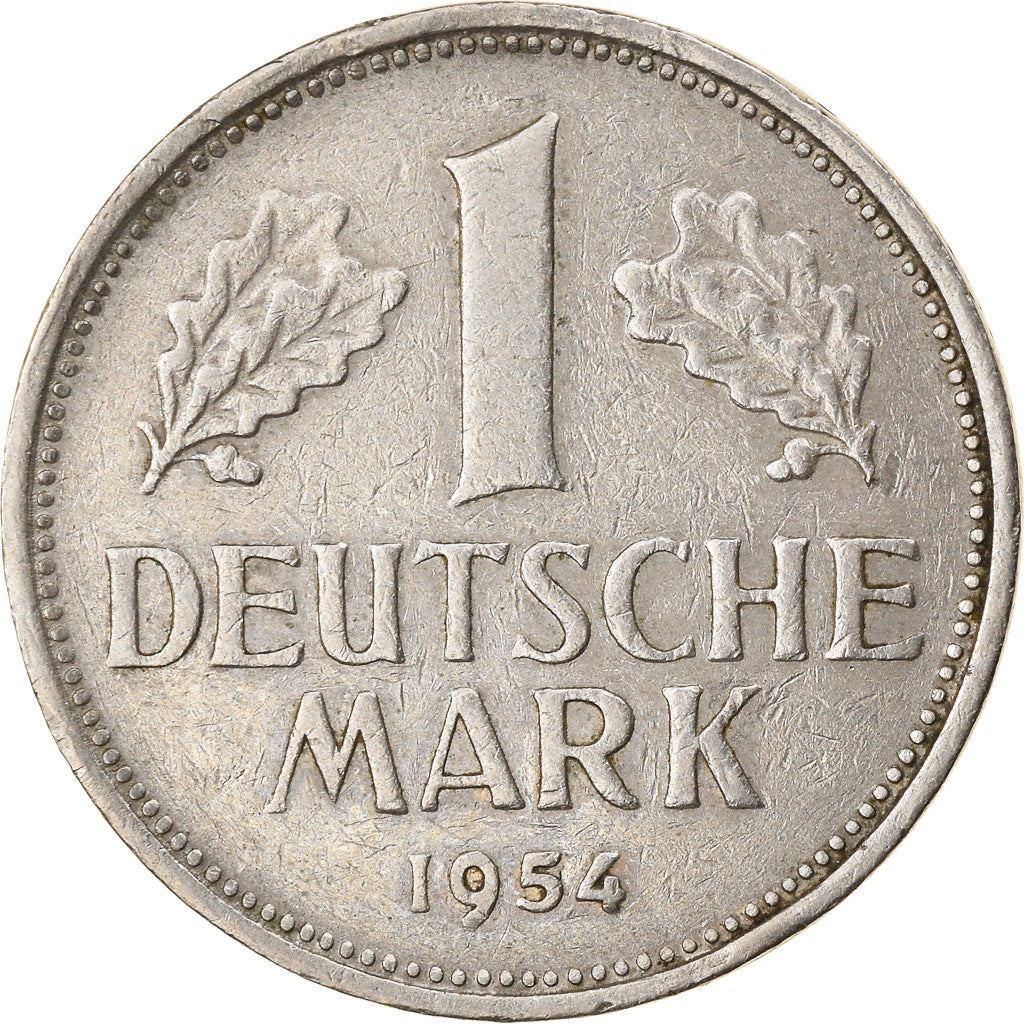 Coin, GERMANY - FEDERAL REPUBLIC, Mark, 1954, Karlsruhe, EF(40-45)