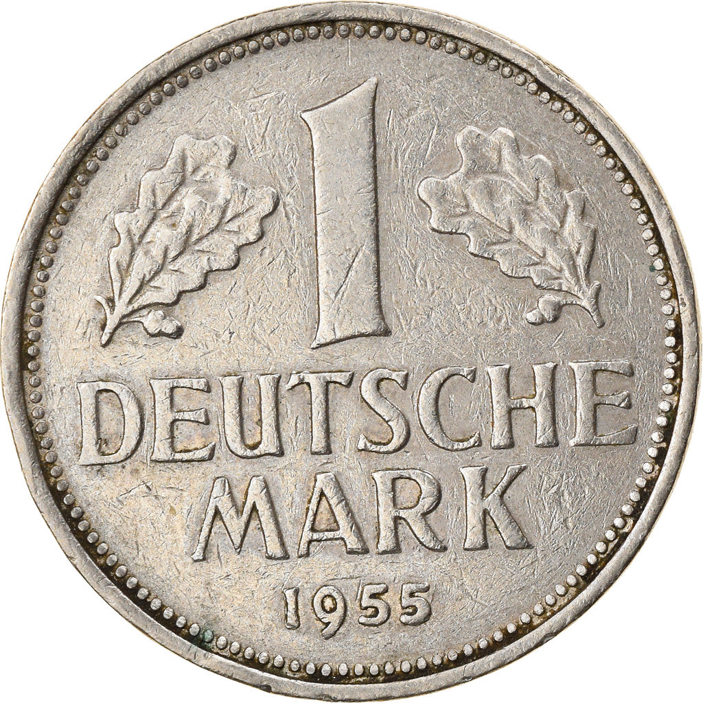 Coin, GERMANY - FEDERAL REPUBLIC, Mark, 1955, Karlsruhe, EF(40-45)
