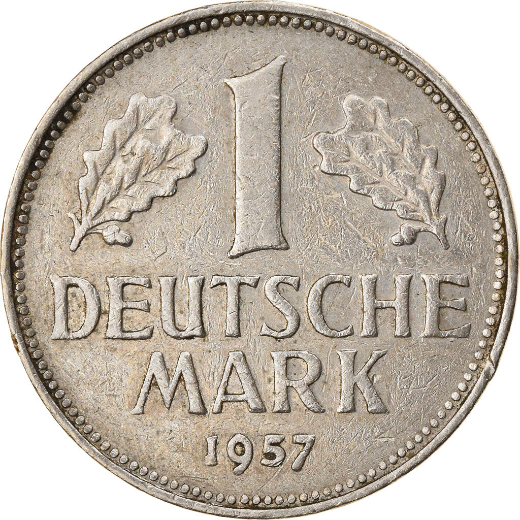 Moneta, Niemcy - RFN, Mark, 1957, Karlsruhe, EF(40-45), Miedź-Nikiel, KM:110