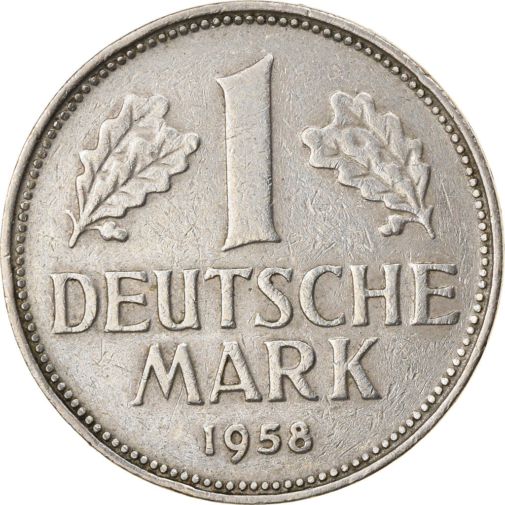 Moneta, Niemcy - RFN, Mark, 1958, Stuttgart, EF(40-45), Miedź-Nikiel, KM:110