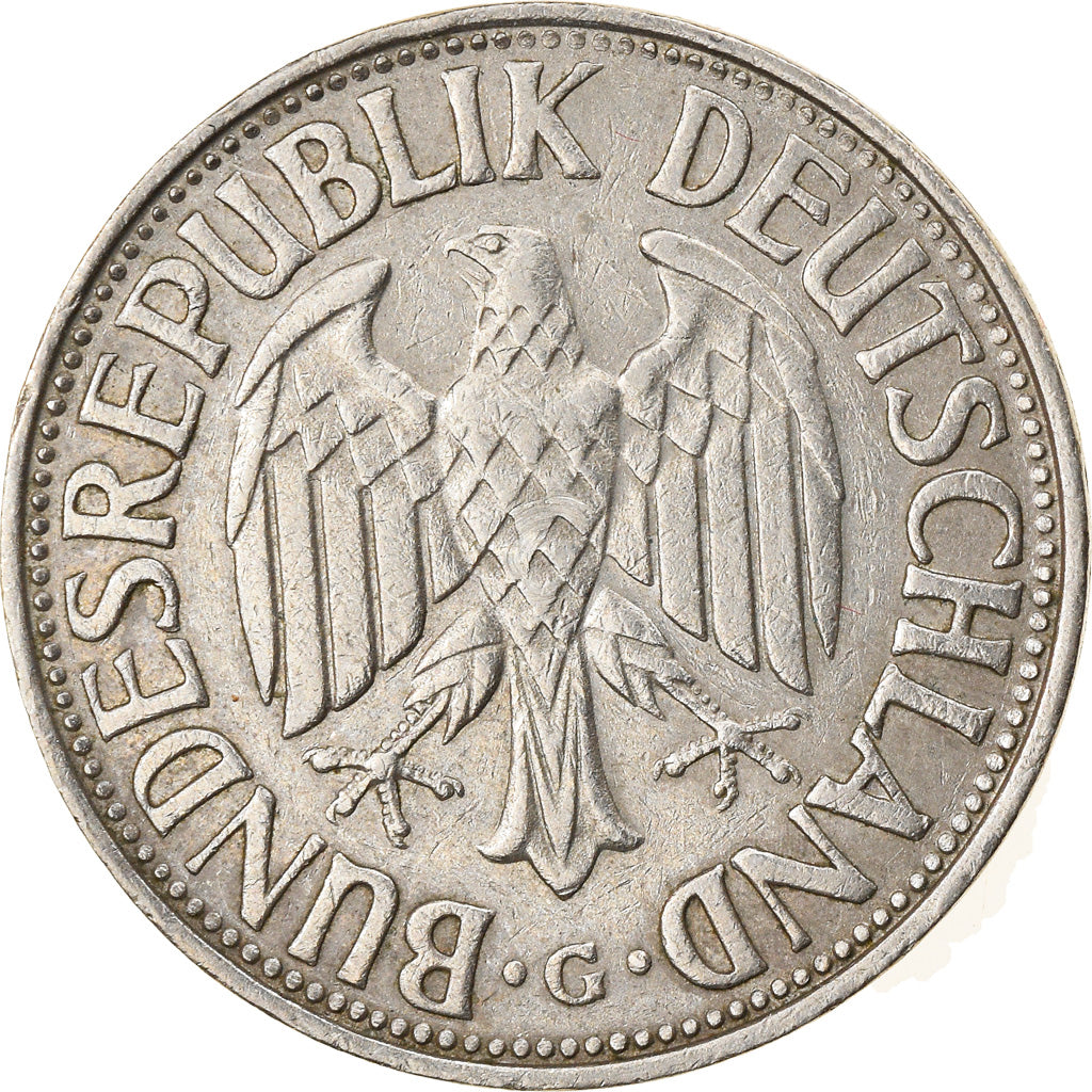 Moneta, Niemcy - RFN, Mark, 1958, Karlsruhe, EF(40-45), Miedź-Nikiel, KM:110
