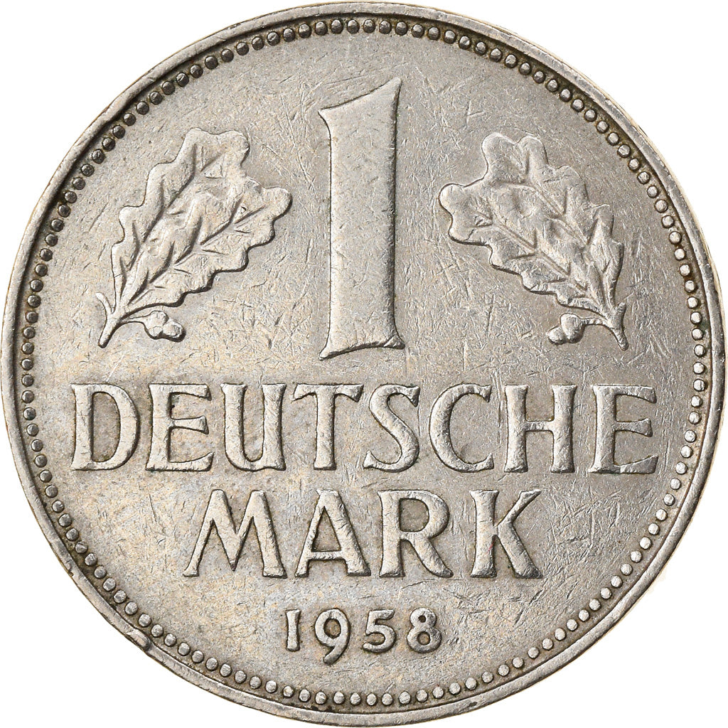 Moneta, Niemcy - RFN, Mark, 1958, Karlsruhe, EF(40-45), Miedź-Nikiel, KM:110