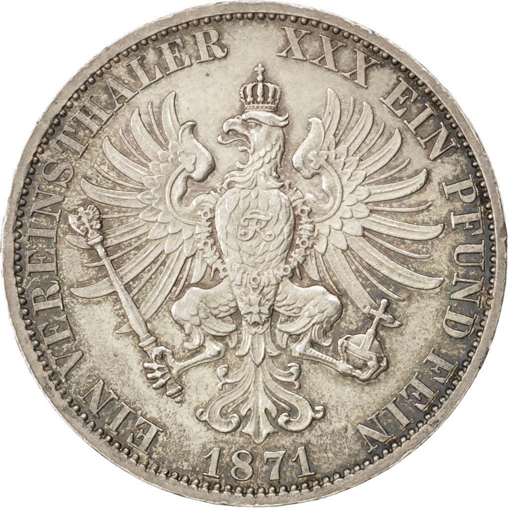 GERMAN STATES, Thaler, 1871, Berlin, KM #494, AU(55-58), Silver, 18.52